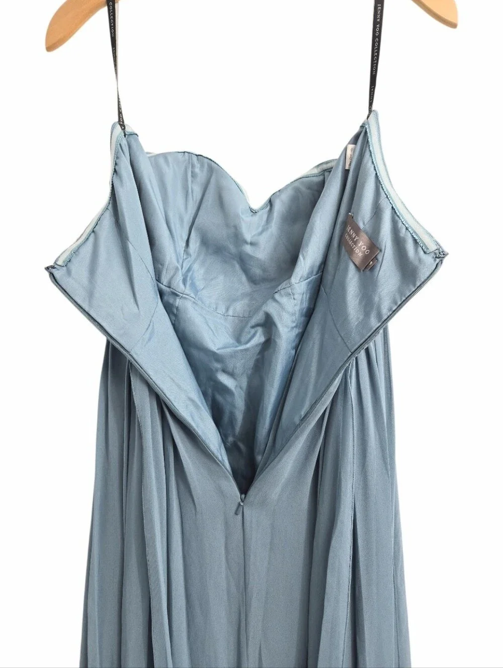 Jenny Yoo Dress‎ Strapless Convertible Dusty Blue Chiffon Maxi